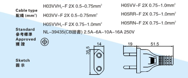 泰国TIS两芯插头图纸 泰国TIS两芯插头图纸