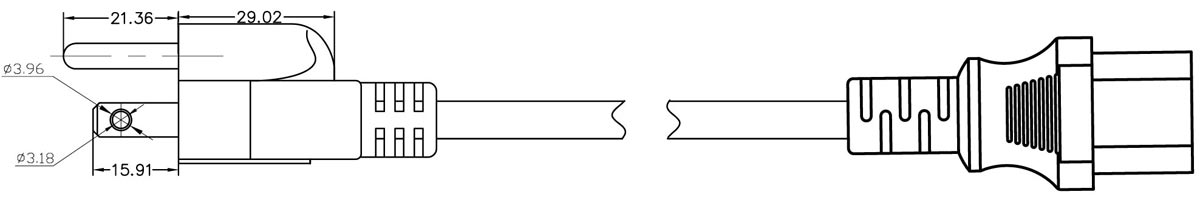 NEMA5-15P/IEC 60320 C13电脑电源线