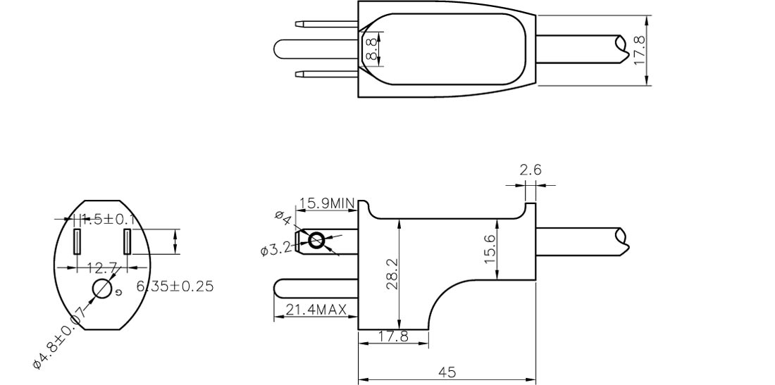 UL认证三芯5-15P电源线