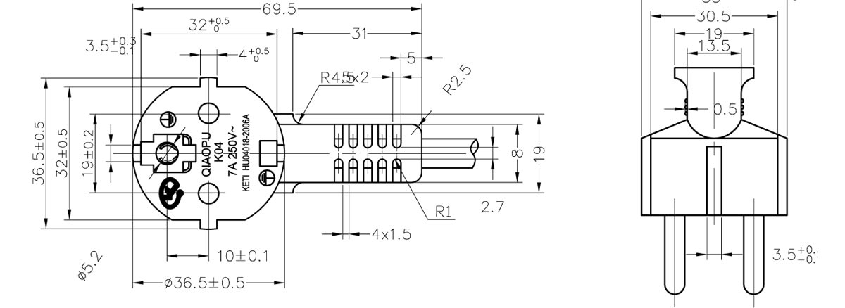 韩国三芯电源线