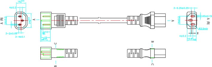 IEC 60320 C13配IEC 60320 C14公母插电源线