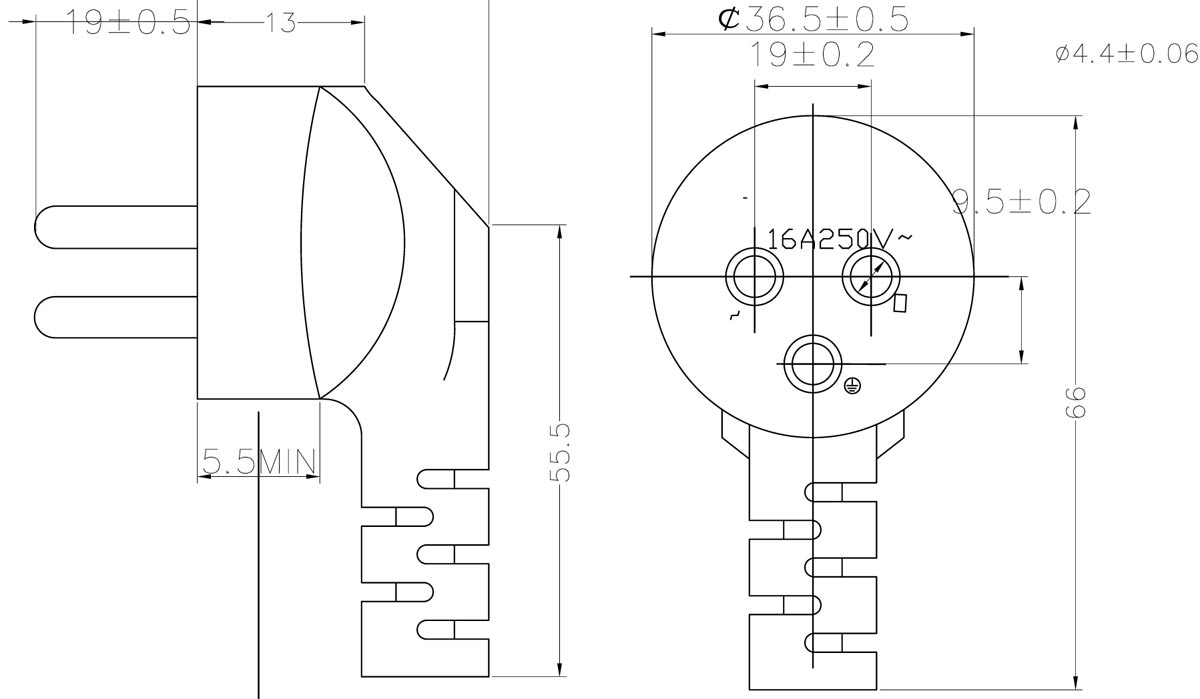 以色列三芯插头电源线SII认证