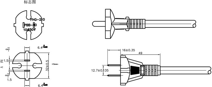 国标工具插头电源线