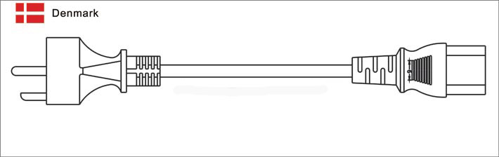 丹麦DEMKO插头配IEC 60320 C13电源线 丹麦DEMKO插头配IEC 60320 C13电源线