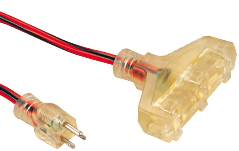 透明三插座户外延长线