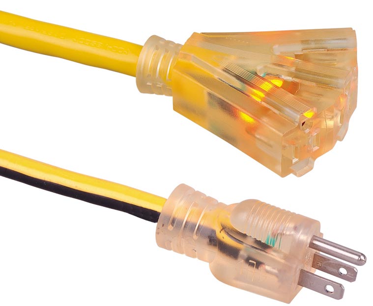 透明三插座美国延长线