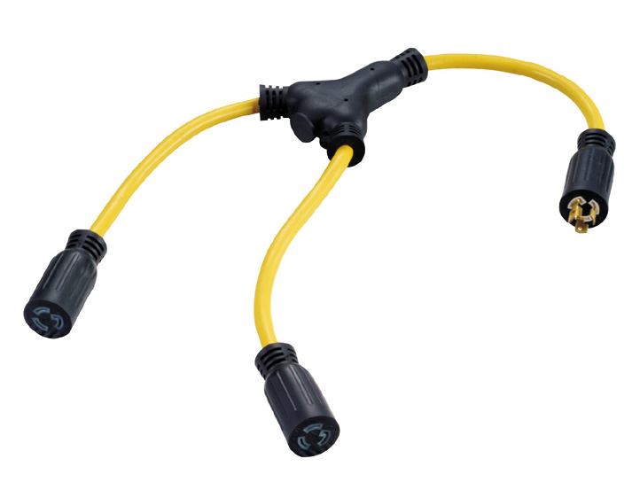 Y型分支器L5-15P配2x5-15R延长线 Y型分支器L5-15P配2x5-15R延长线