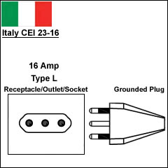 意大利 CEI 23-16 16A电源线 意大利 CEI 23-16 16A电源线