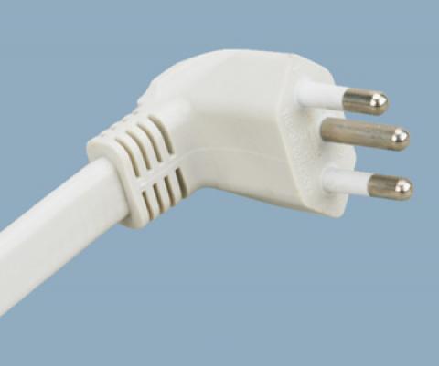 巴西左弯20A三芯插头电源线